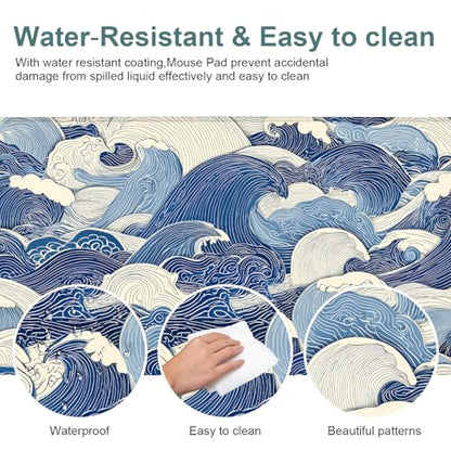 Ocean Waves Extended Gaming Mouse Pad 35.4 x 15.7 Inch – Stylish Desk Mat for Gaming, Office, and Study with Non-Slip Rubber Base - color: #41, size: 35.4 x 15.7 Inch