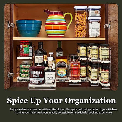 Vertical Spice - Large Pullout Sliding Spice Rack Organizer - 2 Individual 2 Tier Drawers - Premium Rolling Seasoning Holder/Caddy for Hidden Pantry Storage - Made in USA (6.9''W x 12.25" H x 10.6''D) - color: 2-3.25" Drawers, 2-Tier Tall Assembled