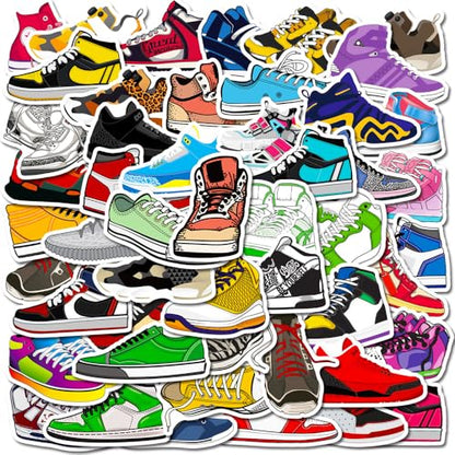 50 pcs Sneaker Stickers, Basketball Shoe Stickers for Skateboards, laptops, Guitar, Water Bottles, Bikes, Luggage