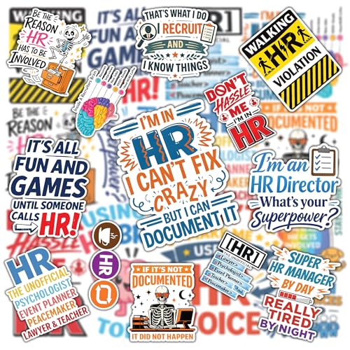 20PCS HR Stickers – Funny Human Resources Office Humor Vinyl Waterproof Stickers for Managers, Recruiters, Laptop, Water Bottle