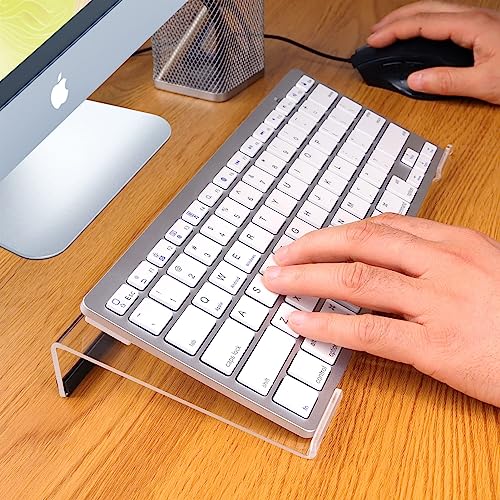 Egchi Small Computer Keyboard Stand, 11.8 x 5.1 Inch- Keyboard Tray for 78 Keys Keyboard, Acrylic Keyboard Riser Lift for Desk, keyboard Holder for Mini Computer Keyboard & Apple Magic Keyboard -Clear - color: Clear 11.8in L* 5.1in W* 1.3in H