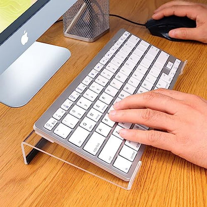 Egchi Small Computer Keyboard Stand, 11.8 x 5.1 Inch- Keyboard Tray for 78 Keys Keyboard, Acrylic Keyboard Riser Lift for Desk, keyboard Holder for Mini Computer Keyboard & Apple Magic Keyboard -Clear - color: Clear 11.8in L* 5.1in W* 1.3in H