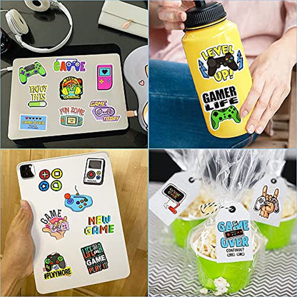 Gaming Stickers, 50Pcs Retro Arcade & Pixel Gamer Waterproof Vinyl Stickers for Water Bottles, Laptop, Party Favors, Classroom Rewards & Gift Pack - style: Game Stickers