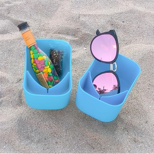 Sand Beach Drink Cup Holder with Pocket Drink Cup Holders for Travel/Holiday 2Pack Blue/Blue - color: BLUE/BLUE