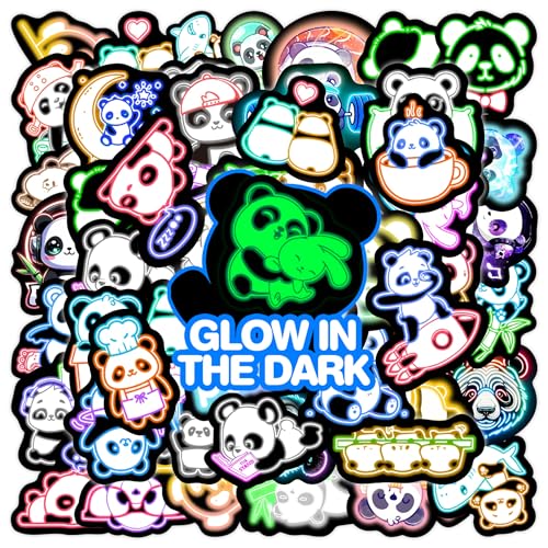 Glow in The Dark Neon Panda Water Bottle Stickers for Kids，75 Pcs Cartoon Animal Vinyl Laptop Decals, Teens Girls Boys Adults Phone Case Skateboard Luggage Decor - color: Luminescent-444ksxx