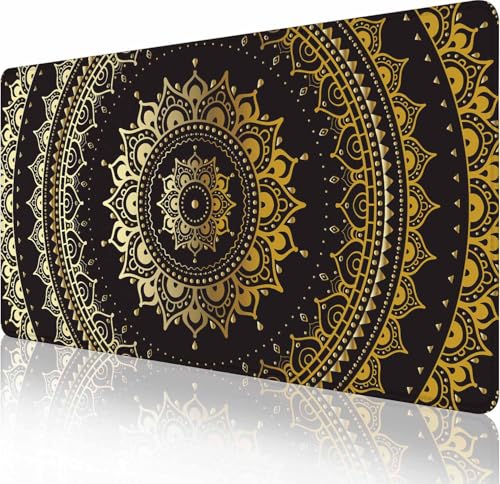 Large Extended Gaming Mouse Pad with Stitched Edges, Non-Slip Waterproof Rubber Base Mouse Pad for Office, Computer, Keyboard, Laptop and Home Desk Pad 31.5X15.7 Inch Mandala Pattern - color: Mandala Pattern, size: 31.5L x 15.7W inches