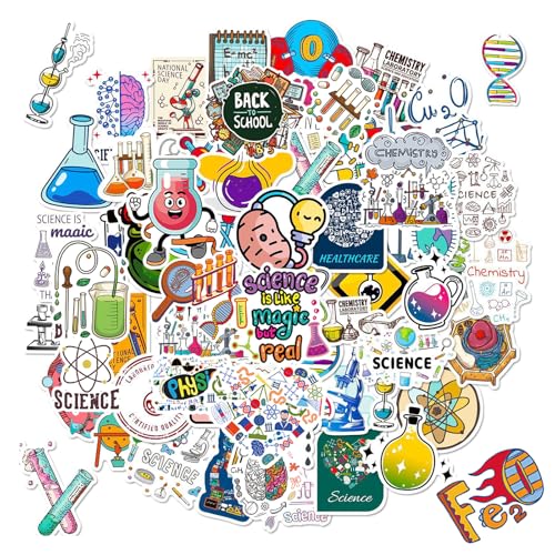 100pcs Science Stickers Pack, Biology Classroom Decor for School Teacher Student Laboratory Sticker Decals for Laptop Water Bottle Notebook Science Party Favors and Decor - style: Chemistry Stickers