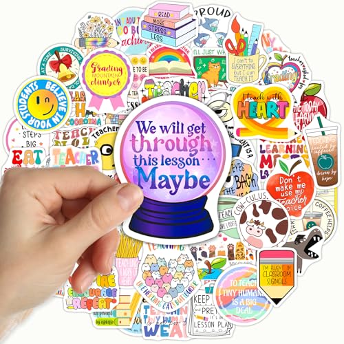 SigyoJeom 200PCS Funny Teacher Stickers, Waterproof Educator Quote Vinyl Stickers for Laptop Water Bottle Planner Journal, Teacher Appreciation Gifts Bulk for Adults Coworkers