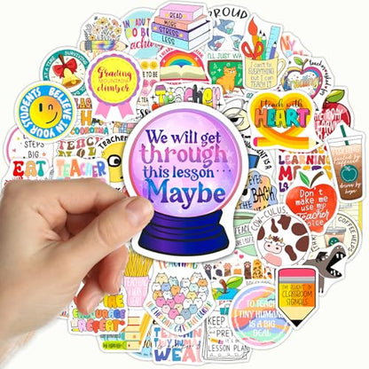 SigyoJeom 200PCS Funny Teacher Stickers, Waterproof Educator Quote Vinyl Stickers for Laptop Water Bottle Planner Journal, Teacher Appreciation Gifts Bulk for Adults Coworkers