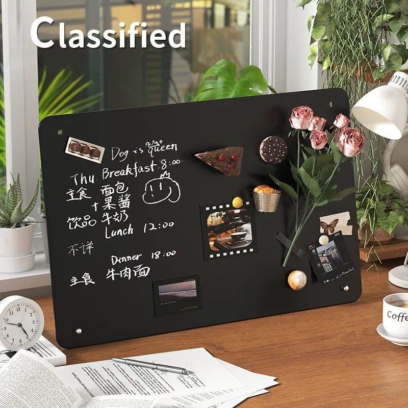 1-Pack Magnet Board, Magnet Display Stand, 12.6 x 11 Inch Memo Board with Removable Feet for Desk, Kitchen, Memo, Photo and Document Display (1, Black-Horizontal) - color: Black-horizontal