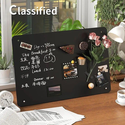 1-Pack Magnet Board, Magnet Display Stand, 12.6 x 11 Inch Memo Board with Removable Feet for Desk, Kitchen, Memo, Photo and Document Display (1, Black-Horizontal) - color: Black-horizontal