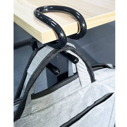 AUXPhome Portable Bag Hook Hanger Clamp-On Backpack, Under Counter, One Step Installation - 10 lb. Capacity, Reduce Desk Clutter