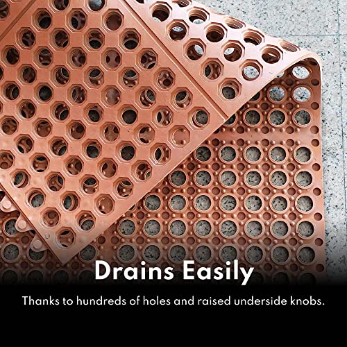 New Star Foodservice 54521 Commercial Grade Grease Resistant Anti-Fatigue Rubber Floor Mat, 36" x 60", Red - size: 36"L x 60"W x 0.375"Th