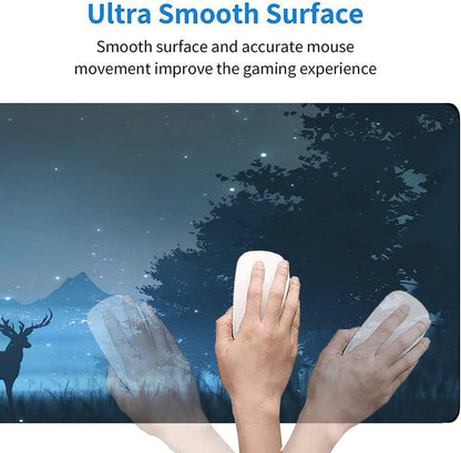 31.5x11.8 Inch Non-Slip Long Extended Large Gaming Mouse Pad with Stitched Edges XL Laptops Keyboard Mouse Mat(Forest Deer) - color: Forest Deer