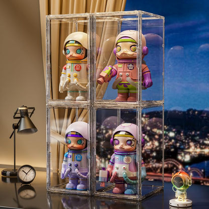 BOHOIDEE Extra Large 19.7"X14.6"X11.6" Acrylic Display Case with 2 Division Boards, Clear Organizer Box Plastic Holder with Magnetic Door for Handbags, Purses, Boots, Figures - size: Extra Large-B