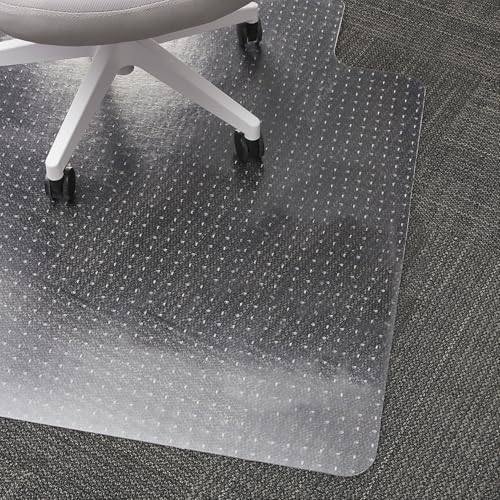 Staples Office Chair Mat, Clear Floor Mats with Lip, Flat-Pile Carpets, Extended Under-Desk Coverage, 53 x 45 Inch, Smooth Glide - size: 45" x 53", style: Flat-Pile