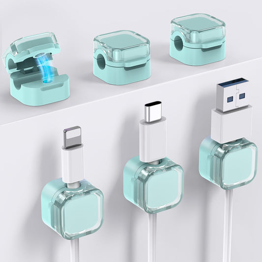 AhaStyle Magnetic Cable Organizer [1s Lock] 6 Pack Cord Cable Holders Clips Strong Adhesive Cable Cord Keeper [Smooth Adjustable] Hide Wire Cord Organizer for Nightstand Kitchen Car Office (Blue) - color: Crystal Blue