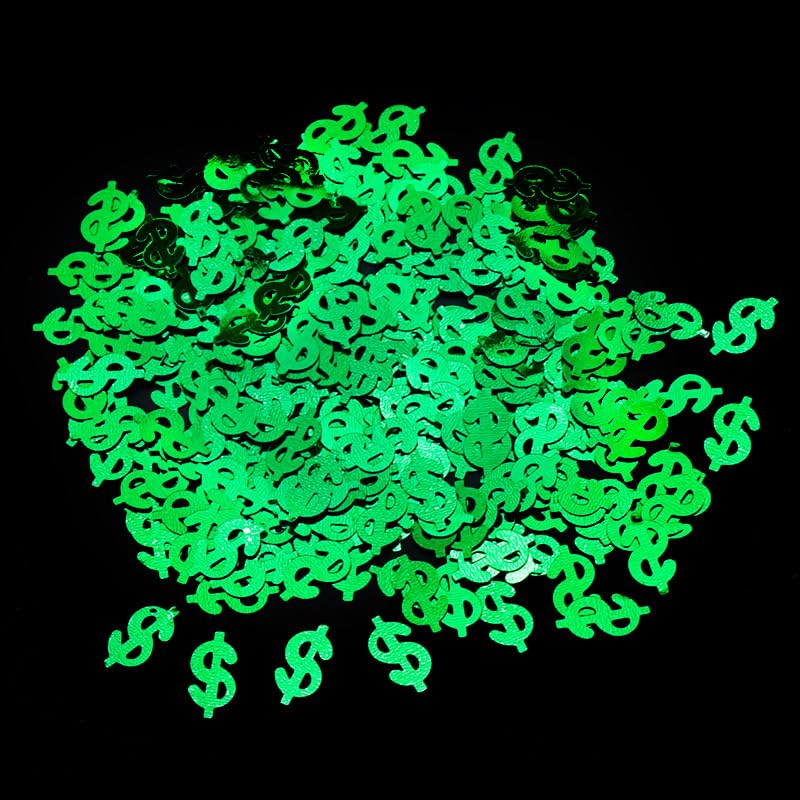 Green Dollar Sign Party Confetti,Table Scatter Decoration for Money Theme Birthday Table Decor, Casino Themed Birthday Adult Game Night Retirement Anniversary Graduation Party Decoration