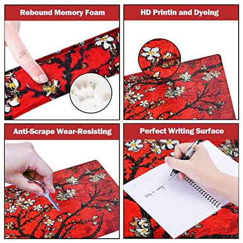 ARTSO Large Gaming Mouse Pad, Keyboard Wrist Rest Pad & Wrist Support Mousepad Set, Stitched Edge, Extended, Non-Slip Base, Memory Foam Desk Mat 4pcs for Office & Home, Red Van Gogh Painting - color: Red Van Gogh Painting