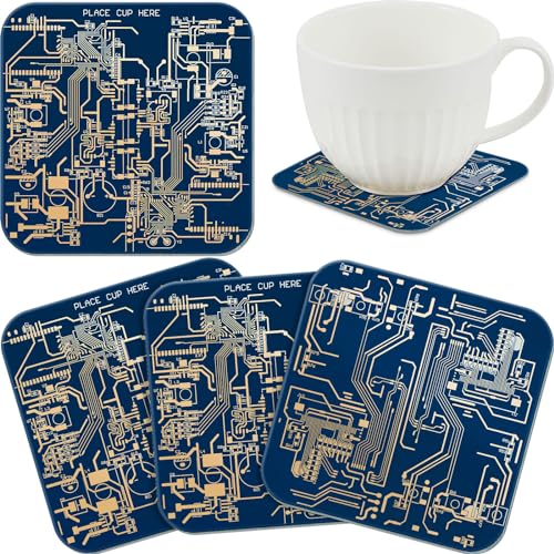 Nuenen 4 Pcs Circuit Board Coasters for Drinks PCB Coasters Immersion Gold Circuit Board PCB Design Engineer It Gift for Party Bar Office Geek Nerd Engineer Dad Gift Men(Classic Style,Blue) - color: Blue, size: Classic Style