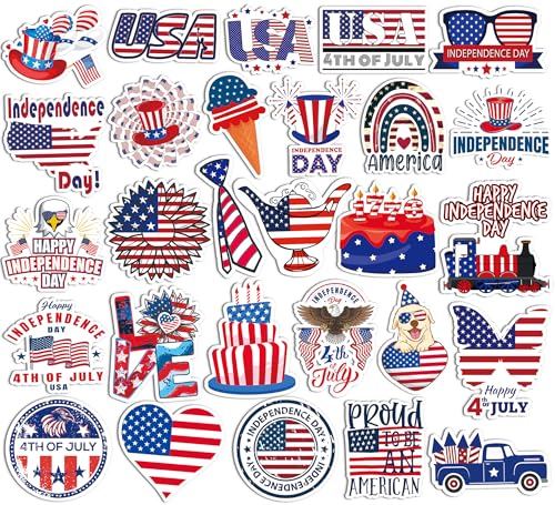 USA Independence Day 150th Anniversary Stickers Pack, 4th of July 50PCS Patriotic Vinyl Stickers for Water Bottles, Laptops, Scrapbooks, Party Favors & Gifts - style: Independence Day Stickers