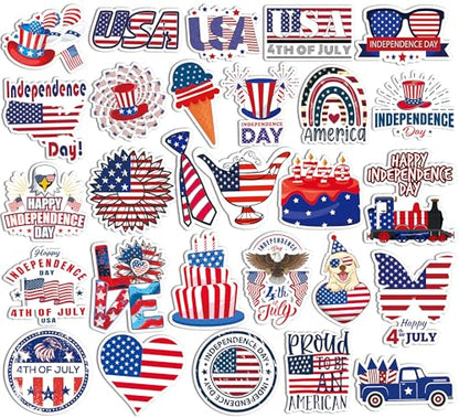 USA Independence Day 150th Anniversary Stickers Pack, 4th of July 50PCS Patriotic Vinyl Stickers for Water Bottles, Laptops, Scrapbooks, Party Favors & Gifts - style: Independence Day Stickers