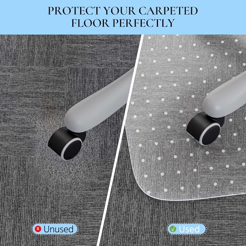 Office Chair Mat for Carpet, 53" x 45" Studded Desk Chair Mat for Low Pile Carpeted Floors, Transparent Carpet Protector Mat for Office Chairs - color: Spiked Clear, size: 45" x 53" Lip