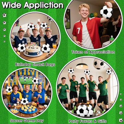 AKAIXI 24pcs 3.5 Mil Thickened Soccer Snack Bags Reusable Sealed Candy Bag | with Handle Stand-up Soccer Goodie Bags for Game Day Birthday Gifts and Soccer Party Supplies, Soccer Training Treat Bags - color: Soccer