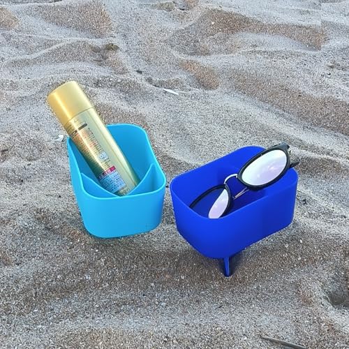 Beach Cup Holder with Pocket Beach Sand Coasters Drink Cup Holders for Travel Multicolor 2 Pack Color Blue/Deep Blue - color: Blue/Deep Blue