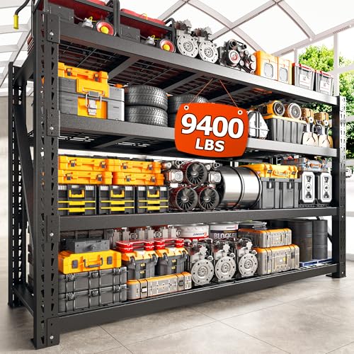 Bepatio 9400LBS Garage Shelving Heavy Duty,68'W Storage Shelves,Large Industrial Metal Shelving,4Tier Shelving Unit,Adjustable Rack Shelf for Basement Warehouse Commercial School,23.7'Dx72'H,Black - size: 68"W x 23.7"D x 72"H, 4-Tier