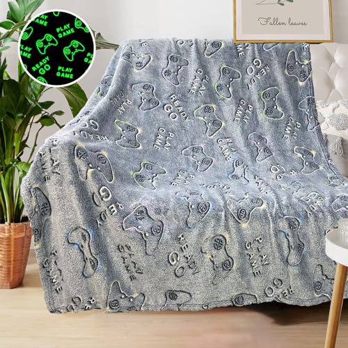 COMFAR Glow in The Dark Gamer Blanket, Gaming Blanket for Boys/Men 40"x 50" - Cool Gamer Gifts for Men, Women, Teen Boys/Girls - color: Game, size: 40"x 50"