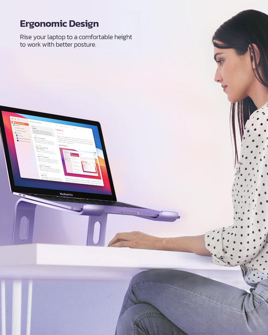 Nulaxy Ergonomic Aluminum Laptop Stand - Detachable Riser for 10-15.6' Laptops (Purple) - color: E-Purple