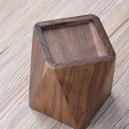 Wooden Pen Holder for Desk, Multi-Functional Pen Cup Pencil Holder for Office School Supplies Storage, Black Walnut Desk Organizer and Accessories（Prismatic） - style: Prismatic