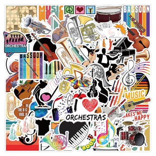 108PCS Orchestral Music Stickers, Vinyl Music Stickers for Water Bottle Laptop Luggage Guitar Gifts for Adult Youth Teacher Students - style: Orchestral Music Stickers