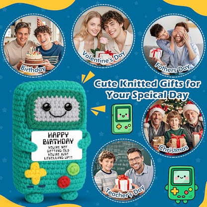 Busy Gaming Life 2026 Funny Gamer Birthday Gifts for Friend, Happy Birthday Gift for Men Dad Boy Friend Uncle Brother, Positive Handmade Crochet Gift - style: Birthday