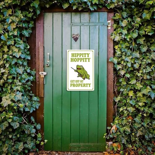 Hippity Hoppity Get Off My Property Frog Sign, No Tresspassing sign, 8"x12" Garage Wall Decor, Yard sign - color: Hippity Hoppity Get Off My Property