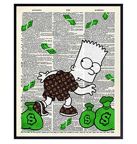 Graffiti Wall Art of Louis Vuitton - Bart Simpson Poster - Banksy Wall Artwork Set - LV Decor - Money Decorations Decor - Urban Decoration - Funny Street Art Mural for Alec Fans