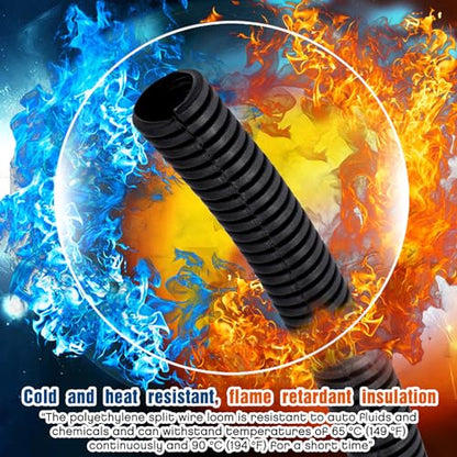 Sasylvia 2.5" x 5 ft Split Wire Loom Tubing Automotive Wire Loom Assortment Split Cable Sleeves Bulk Flexible Electrical Conduit Protective Kit - size: 2.5" X 5 ft