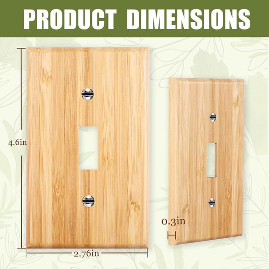 10PC Solid Wood Single Toggle Light Switch Plate 4.5" X 2.76" Bamboo Light Switch Cover Quality Raw Wooden Decorative Bedroom Kitchen Home Decor Single Toggle - color: 9-10PC-Single Toggle