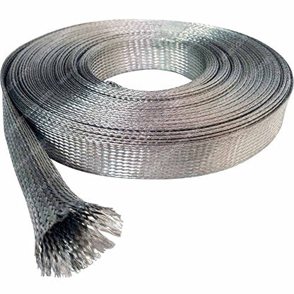 Electriduct 1/4" Tinned Copper Metal Braid Sleeving Flexible EMI RFI Shielding Wire Mesh (0.16" Diameter) - 10 Feet - size: 0.25 Inch (0.16" Dia) | 10 Feet