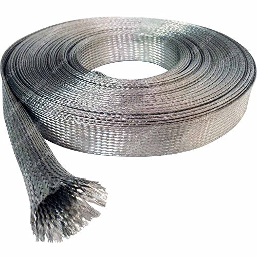 Electriduct 1/8" Tinned Copper Metal Braid Sleeving Flexible EMI RFI Shielding Wire Mesh (0.08" Diameter) - 25 Feet - size: 0.125 Inch (0.08" Dia) | 25 Feet