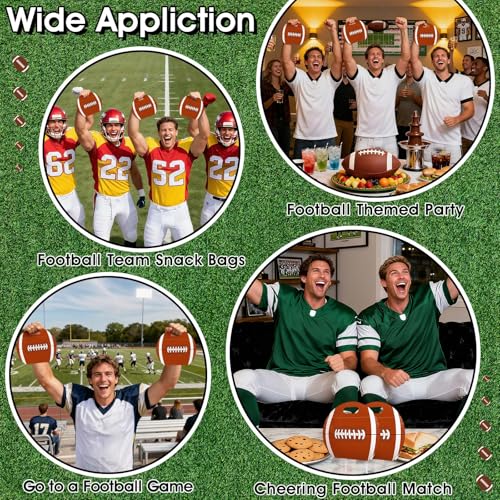 AKAIXI 24pcs 3.5Mil Thickened Football Snack Bags Reusable Sealed Bags | with Handle Stand-up Football Goodie Bags for Team Practice/Game Day Party Supplies, Gifts for Football Lovers Players Coache - color: Football