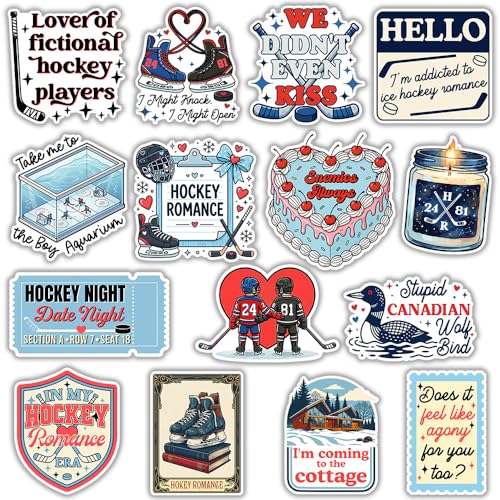 SODAVA (15Pcs, 3in) Hockey Romance Stickers Funny Canadian Wolf Bird Ice Hockey LGBT Boy Love Fan Stickers for Car, Water Bottle, Laptop, Notebook Decoration - color: Hockey Romance