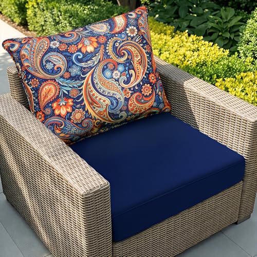 Fabuday Outdoor Chair Cushions Patio Furniture - 24 x 24 Inch Deep Seat & Back Pillow Rain-Proof Cover Removable Replacement with Ties for Wicker Sofa Couch Sunbrella Outside Red Floral - color: Red Floral, size: 24 x 24 Inch