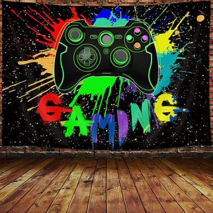 JAWO Gaming Wall Art, Funny Video Game Theme - Aesthetic For Bedroom/Living Room, 60X50inch - color: Green, size: 50"L x 60"W