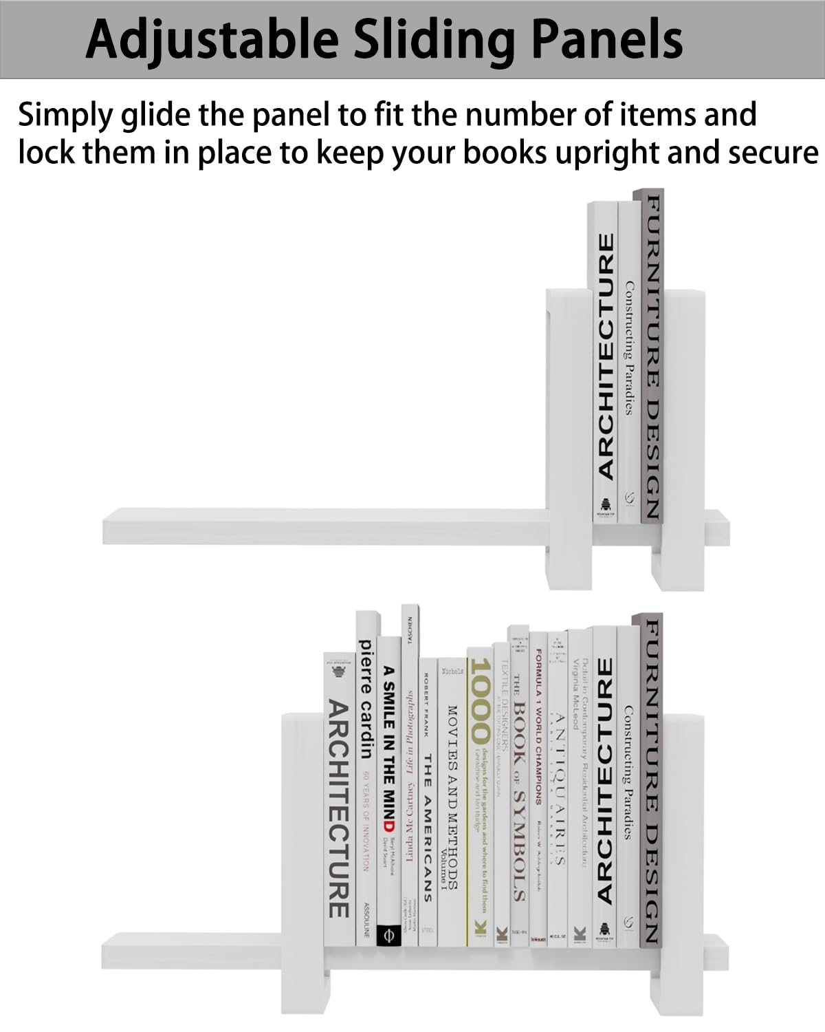 100% Solid Wood Adjustable Desktop Bookshelf, Retro Tabletop Bookshelf, Desk Shelf for Living Room, Home, Office, Perfect for Magazine, Books, Cookbooks, No Tools Required to Assemble (White) - color: White