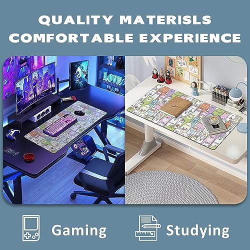 Extended Gaming Mouse Pad Colorful Cats Large Mousepad with Stitched Edges,Anti-Slip Rubber Base Keyboard Mouse Mat Desk Pad for Gaming Home Office 35.4 x 15.7 inches - color: Colorful Cats