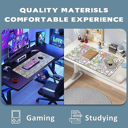 Extended Gaming Mouse Pad Colorful Cats Large Mousepad with Stitched Edges,Anti-Slip Rubber Base Keyboard Mouse Mat Desk Pad for Gaming Home Office 35.4 x 15.7 inches - color: Colorful Cats