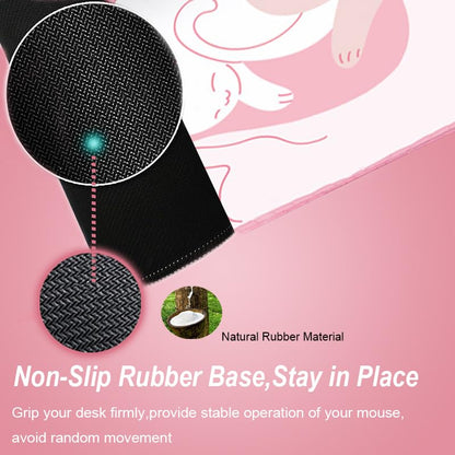Gaming Mouse Pad XL Extended Anime Mouse Pad 31.5x11.8 inch, Large Cute Kawaii Big Computer Mouse Mat Desk Pad with Non-Slip Rubber Base and Stitched Edge for Home Office-Pink Cat - color: Pink Cat, size: 31.5L x 11.8W inches