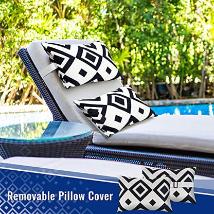 Juexica 2 Pack Chaise Lounge Pillow with Strap Outdoor Waterproof Beach Chair Neck Headrest Pillow Adjustable Elastic Band for Hammock Lumbar Recliner Pillows for Patio Pool Chair(Stripe Style) - style: Stripe Style